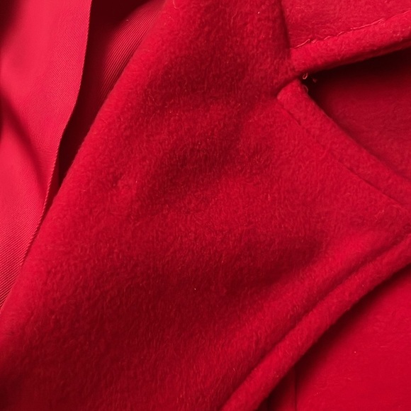 80s Vintage Kashmiracle by Wellington Wool Long Red Coat Jacket Red Size Large - Picture 9 of 13